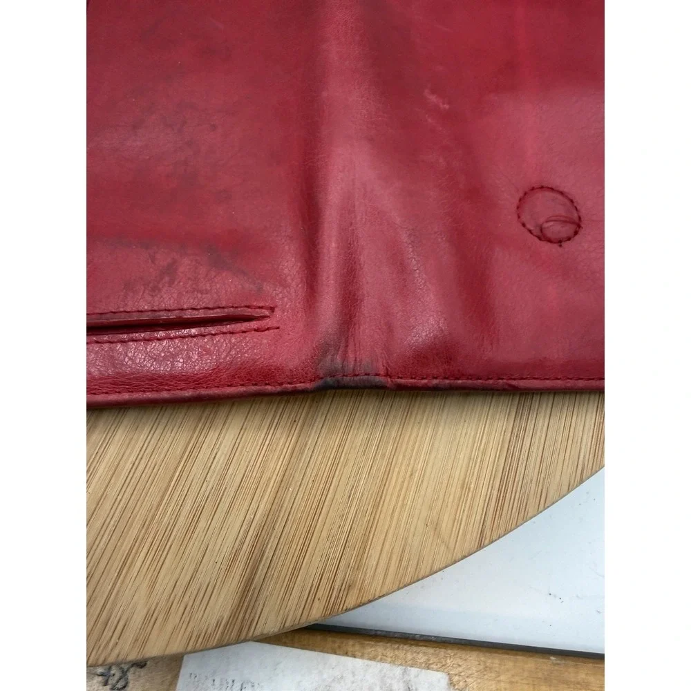 HOBO‎ INTERNATIONAL Ruby Red Leather Clutch Clean Inside Magnetic